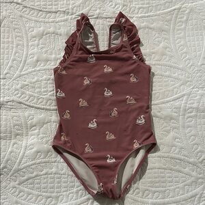 Petit Lem Rose Mauve Swan One-Piece Swimsuit S:6